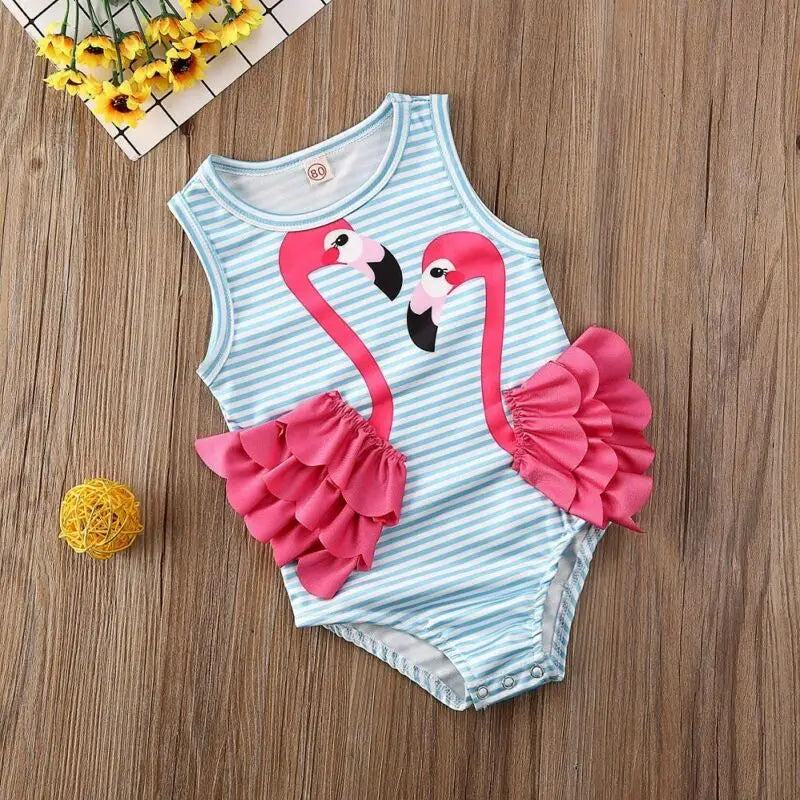 2020 Summer Swimsuit 3D Flamingo Swimsuit Toddler Kids Baby Girl One Piece Bikini Swimwear Bathing Suit Swimsuit Beach Monokini