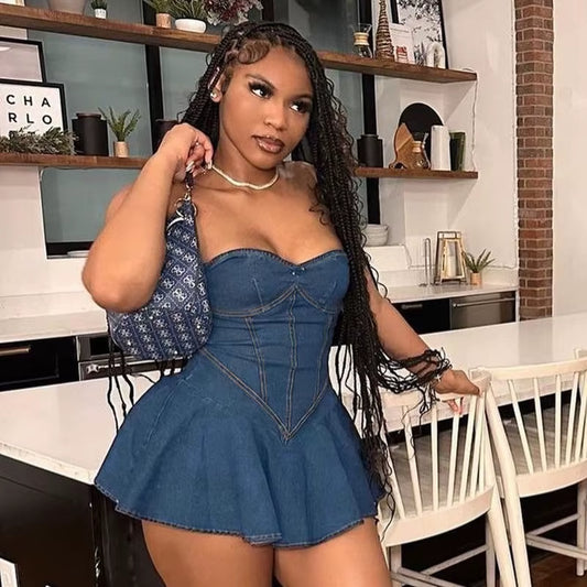 Denim A-Line Short Skirt 